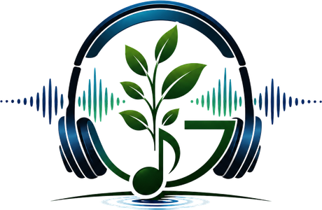 Garden Frequencies mark — headphones, seedling and waveform
